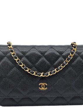Chanel  WOC Quilted Caviar Leather Wallet On Chain Black 3